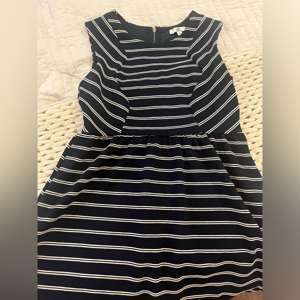 YA Los Angeles Striped A-Line Dress - Navy and White